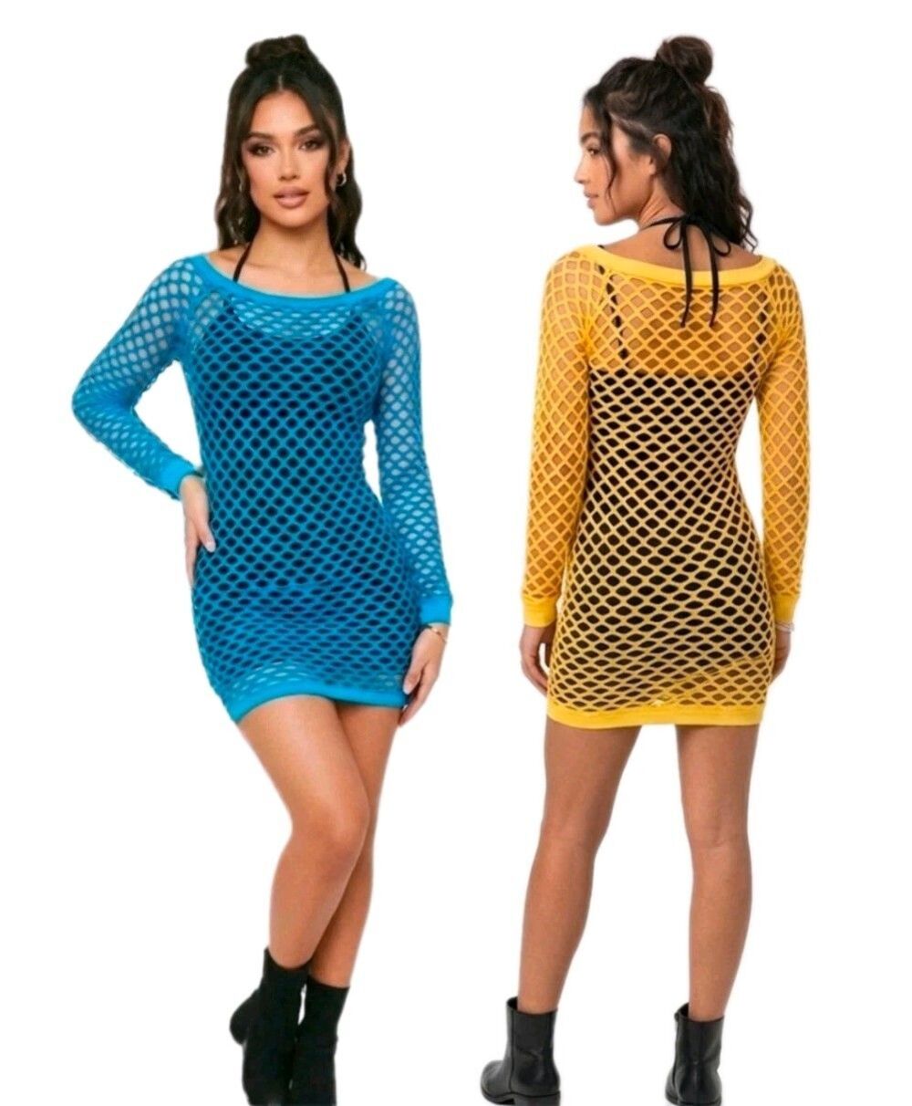 Funky Diva Women's Mesh Bodycon Stretch Nylon Coverup Dance Swim Club O/S Adult